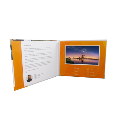 Business GiftsのためのCMYKの印刷Soft Cover LCD Video Brochure LCD Book Video Folder