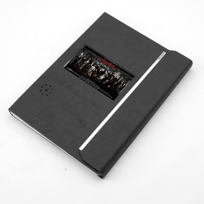 黒いPU LCD Video Folder A4のサイズ、4.3インチVideo Greeting Card