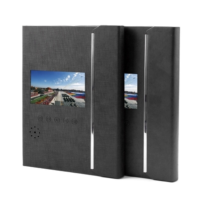 黒いPU LCD Video Folder A4のサイズ、4.3インチVideo Greeting Card