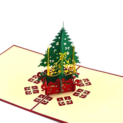 レーザーCut 3D Christmas Tree Card Stereoscopic Paper Material CMYK Color ODM OEM