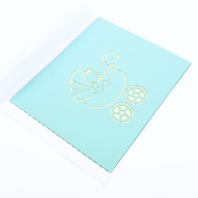 赤ん坊Pram 3D現れGreeting Card With White Envelope CMYK Color Offset Printing